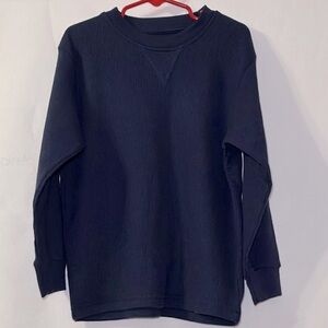 Blue thermal Top with Ribbed Cuffs and Crew Neckline 
NWT